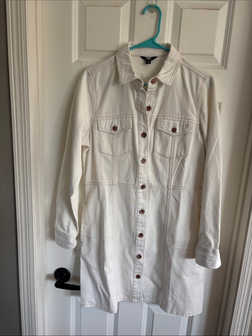 Frye Off-White Button-Front Denim Shirt Jacket